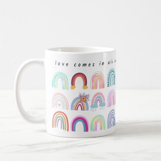 Liebe gewinnt - Regenbogen Kaffeetasse (Links)