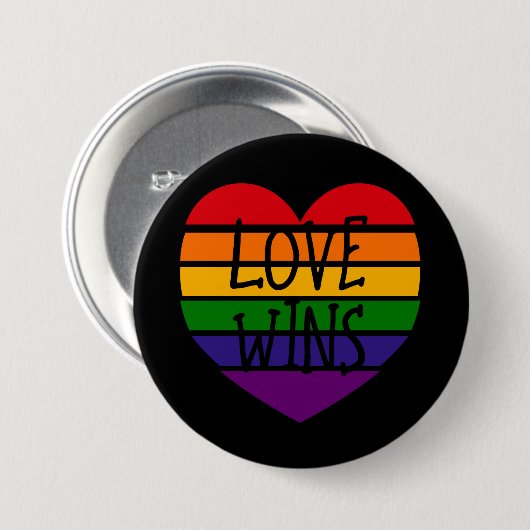 Liebe gewinnt Regenbogenherz Button (Vorne & Hinten)