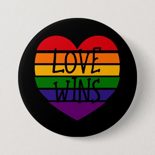 Liebe gewinnt Regenbogenherz Button (Vorderseite)