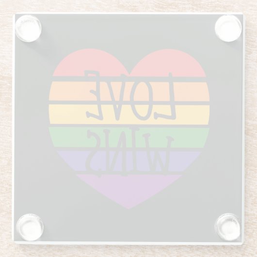 Liebe gewinnt Regenbogenherz Glasuntersetzer (Rückseite)