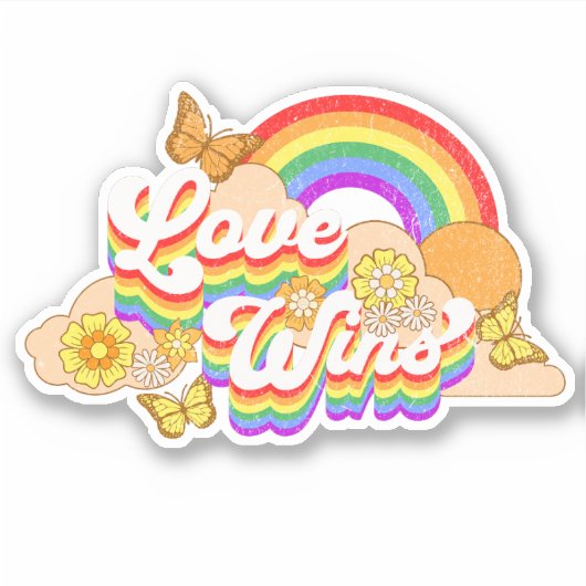 Liebe gewinnt Textdesign Aufkleber (Vorderseite)