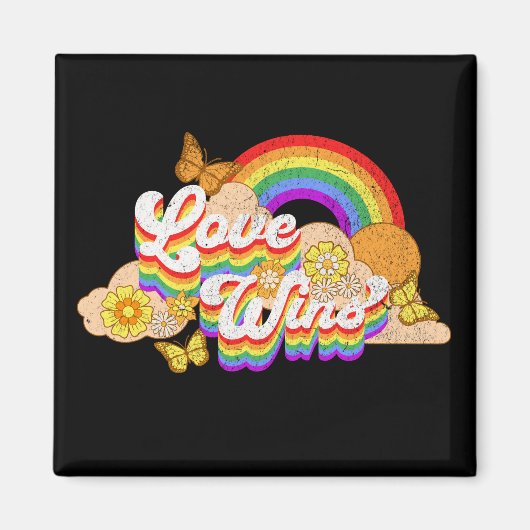 Liebe gewinnt Textdesign Magnet (Vorne)