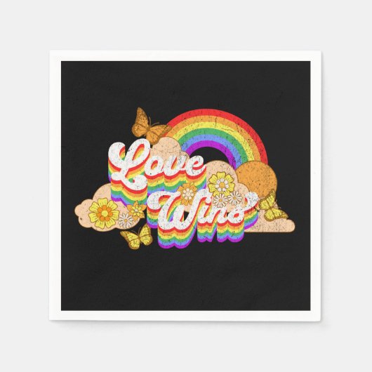 Liebe gewinnt Textdesign Serviette (Vorderseite)