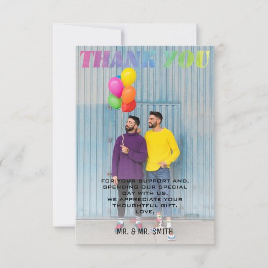 Liebe gewinnt Wasserfarbe Regenbogen Foto Dankeskarte (Vorderseite)