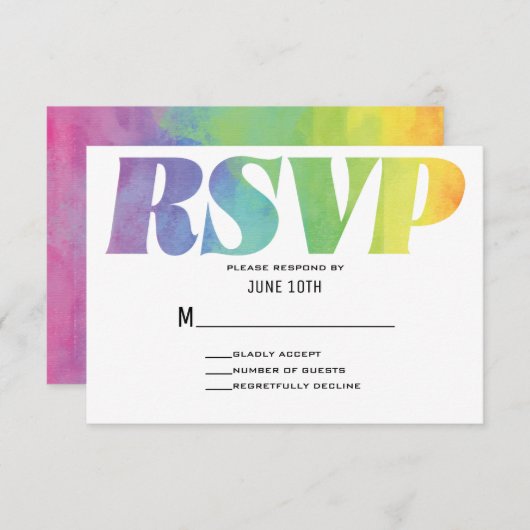 Liebe gewinnt Wasserfarbe UAWG RSVP Karte (Vorne/Hinten)