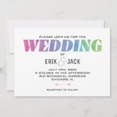 Liebe gewinnt Watercolor Rainbow Wedding Einladung (Vorderseite)