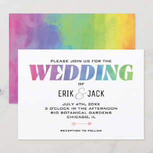 Liebe gewinnt Watercolor Rainbow Wedding Einladung