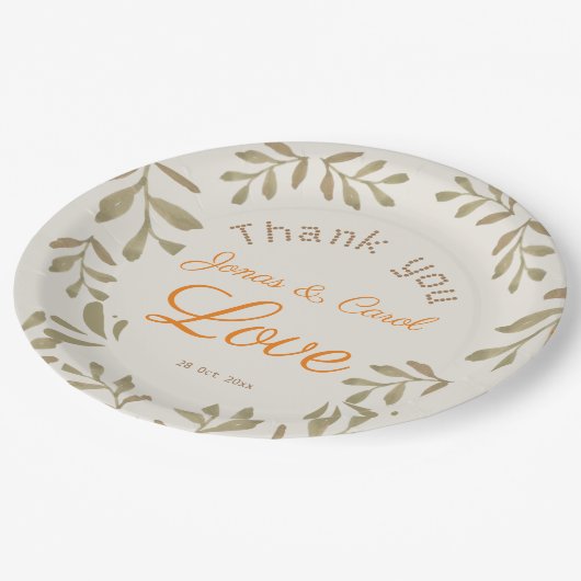 Liebe Gewürzgarten Hochzeitsfeier Pappteller (Schrägansicht)