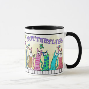 Liebe gibt dir Schmetterlinge - Katzen auf Zaun Tasse