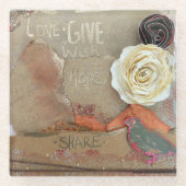 Liebe gibt Hoffnung Sprichwort Glasuntersetzer (Vorderseite)