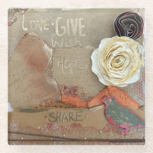 Liebe gibt Hoffnung Sprichwort Glasuntersetzer (Vorderseite)