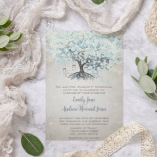Liebe gibt uns Fairy Tale Heart Leaf Tree Hochzeit Einladung