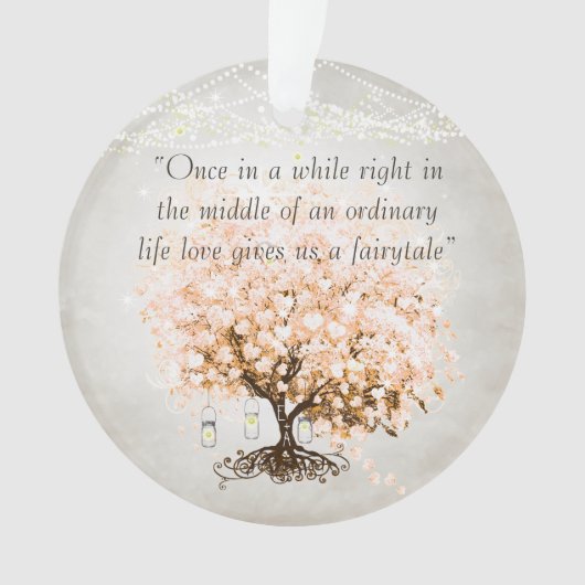 Liebe gibt uns Fairy Tale Heart Leaf Tree Hochzeit Ornament (Vorderseite)