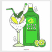 Liebe Gin und Tonic Cocktail Glas und Flasche Bar Aufkleber (Blatt)