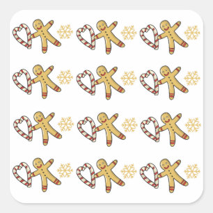 Liebe Gingerbread Quadratischer Aufkleber