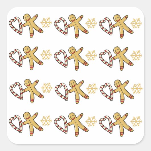 Liebe Gingerbread Quadratischer Aufkleber (Vorderseite)