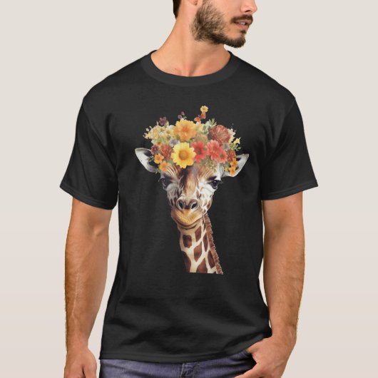 Liebe-Giraffe Frauengiraffe mit Blume T-Shirt (Vorderseite)