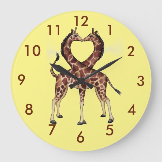 Liebe Giraffe Große Wanduhr (Vorderseite)