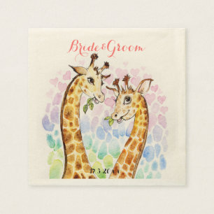 Liebe giraffe Hochzeitstag Aquarell Serviette