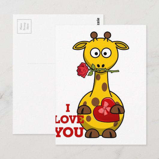 Liebe Giraffe Postkarte (Vorne/Hinten)
