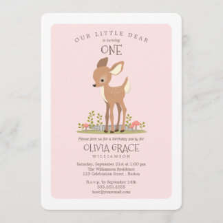 Liebe Girl Little Deer Child's Geburtstagsparty Einladung