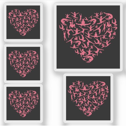 Liebe Girls Gymnastik - Silhouette Herz Aufkleber (Vorderseite)