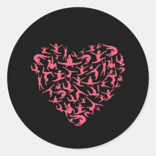 Liebe Girls Gymnastik - Silhouette Herz Runder Aufkleber