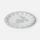 Liebe glänzen Diamantenherz Aquarellfarbenhochzeit Pappteller (Schrägansicht)