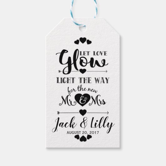 Liebe glänzende Gastgeschenk Hochzeit Glühstift-An Geschenkanhänger (Vorderseite)