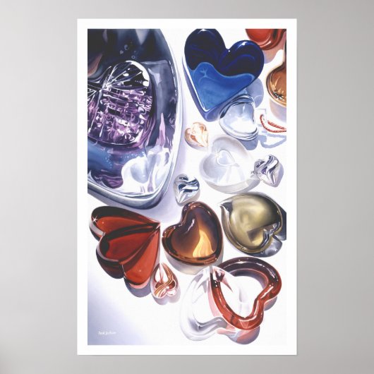 Liebe Glasherzen Wasserfarbe Poster (Vorne)