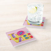 LIEBE Glass Untersetzer (Schrägansicht)