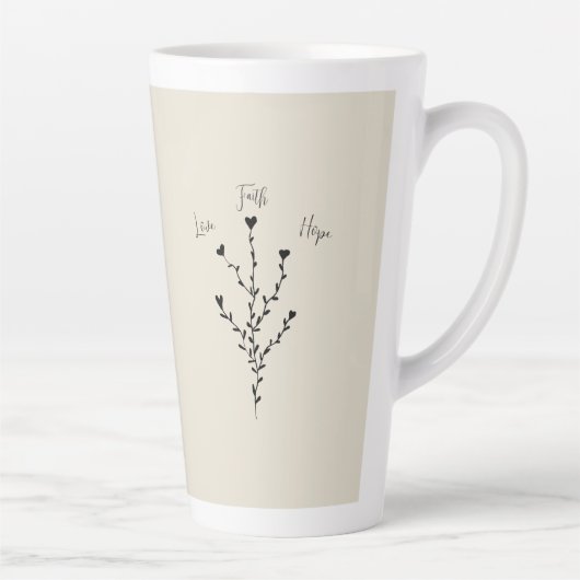 Liebe Glaube Hoffnung in Linen Tall Kaffee Tasse (Rechts)