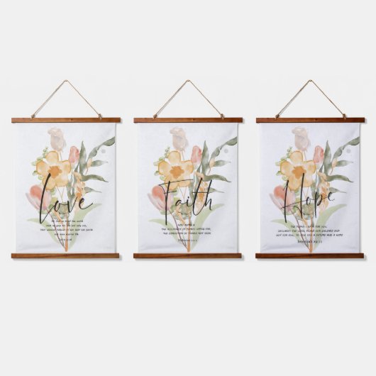 Liebe-Glaube-Hoffnung Wandteppich Mit Holzrahmen (Dreifach)