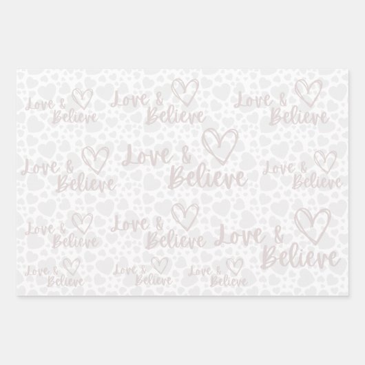 Liebe & Glaube weißes Doodle Pastellherzen Papier (Vorderseite 2)