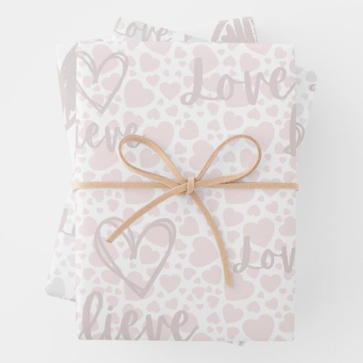 Liebe & Glaube weißes Doodle Pastellherzen Papier (Beispiel)