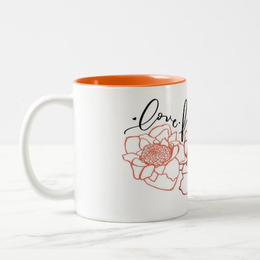 Liebe-Glauben-Aloha Fackel-Ingwer-Tasse Zweifarbige Tasse (Links)