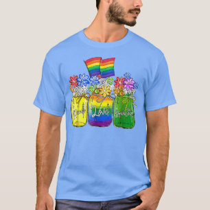 Liebe Gleichheit Rainbow Floral Lgs Flag T-Shirt