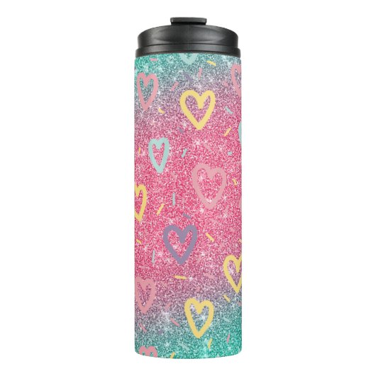 Liebe Glitzer Herz Thermosbecher (Vorderseite)