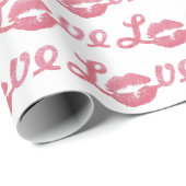 Liebe Glitzer Pink Lipstick Kiss Valentinin Geschenkpapier (Rolleneckpunkt)