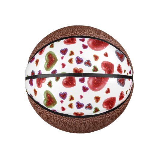 Liebe, glitzernde Herzen 2 Mini Basketball (Vorderseite)