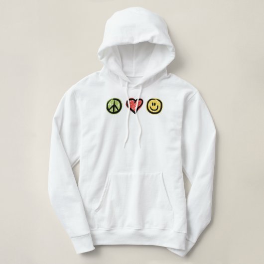 Liebe Glück Positive Zeichen Hoodie (Design vorne)