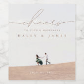 Liebe & Glück Script Foto Hochzeit Weinetikett (Einzelnes Label)