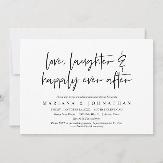 Liebe, glücklich immer nach der Probe Abendessen Einladung (Vorderseite)