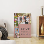 Liebe Glücksfamilie Rosa Maroon FotoCollage Leinwanddruck<br><div class="desc">Erstellen Sie Ihre eigene Foto-Collage auf dieser trendigen, ummantelten Canvas. Das Design ist mit einem großen Foto und 5 Porträtbildern ausgestattet, die im Stil eines Fotos mit Set ausgehen. Es ist in einer rosa, maronrot und blau-grauen Farbpalette gestaltet. Die Wörter lesen .. Liebe glückliche Familie .. in Kombination mit trendigem...</div>