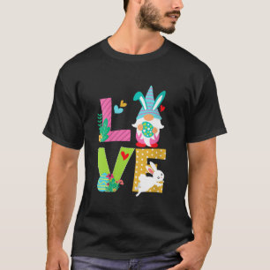 Liebe Gnome Bunny Rabbit Retro Blume Herz Liebe T-Shirt