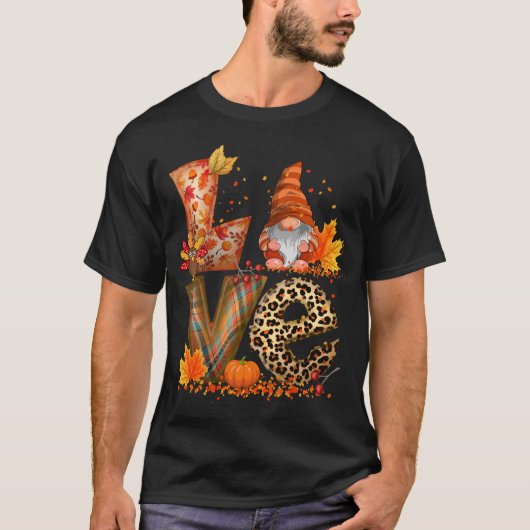 LIEBE Gnome Fall Pumpkin Erntedank T-Shirt (Vorderseite)