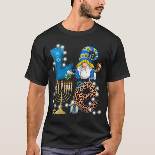 LIEBE Gnome Hanukkah Dekorationen Chanukah T-Shirt (Vorderseite)