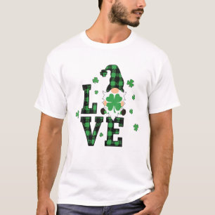 Liebe Gnome Kariert Gnomies St Patrick's Day Gnome T-Shirt