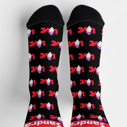 Liebe Gnome schwarz und Rot Herz Balloons Socken (Oben)