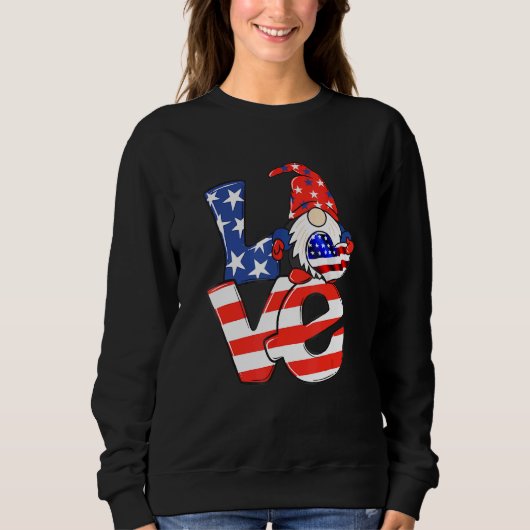 Liebe Gnome USA Flag 4. Juli 2009 Sweatshirt (Vorderseite)